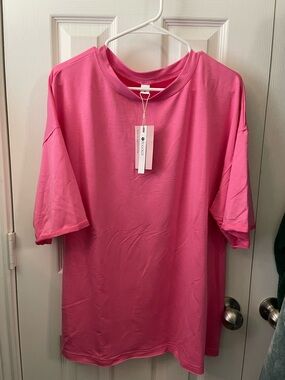 Oversized Short Sleeve Tee - Pink -